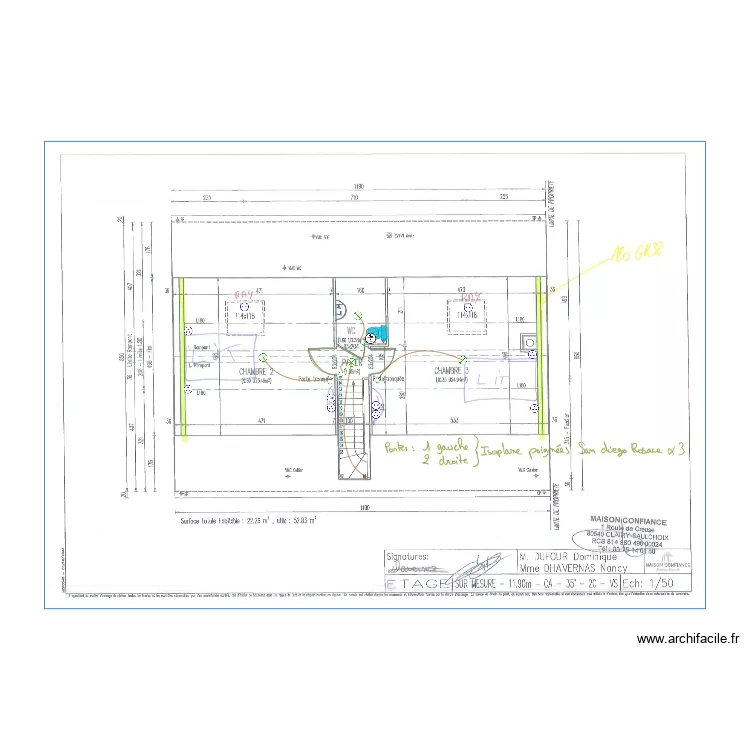 DUFOUR ELEC ETAGE. Plan de 