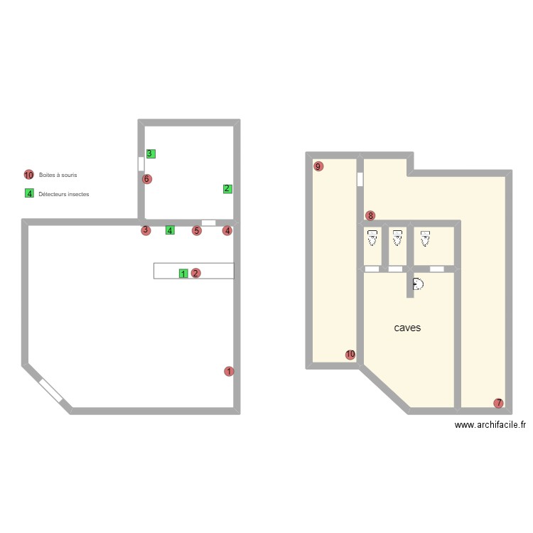 CAFE FLOREO / KOSABE SRL. Plan de 6 pièces et 68 m2