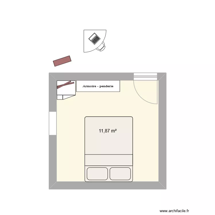 Bureau. Plan de 1 et 12 m² Bureau. Plan de 1 et 12 m²
