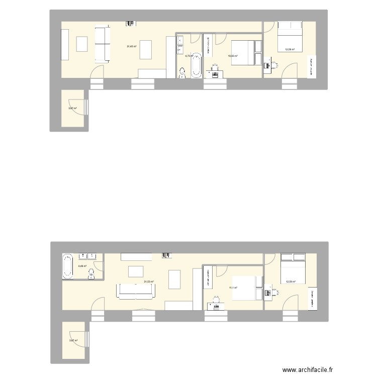 Maison. Plan de 10 pièces et 127 m2