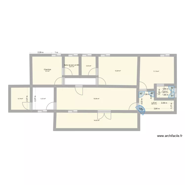 plan2. Plan de 11  et 91 m²