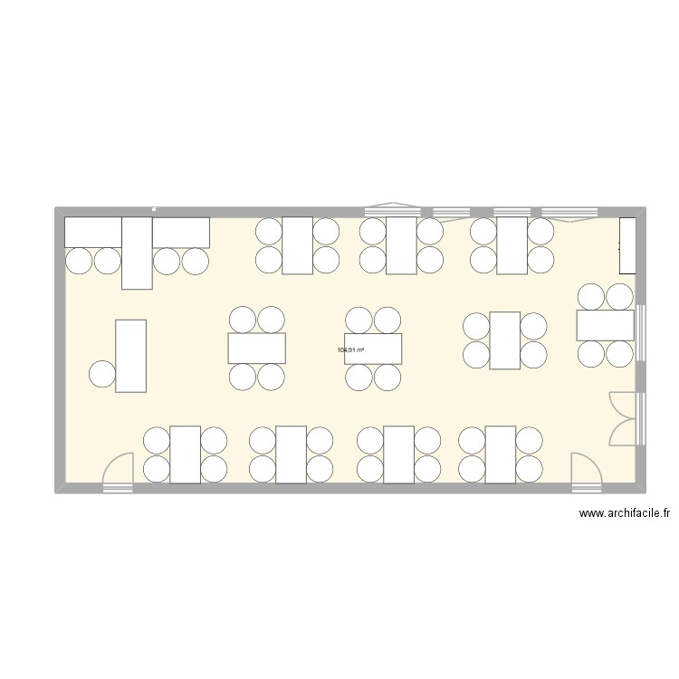 plan de classe. Plan de 1 pièce et 105 m2