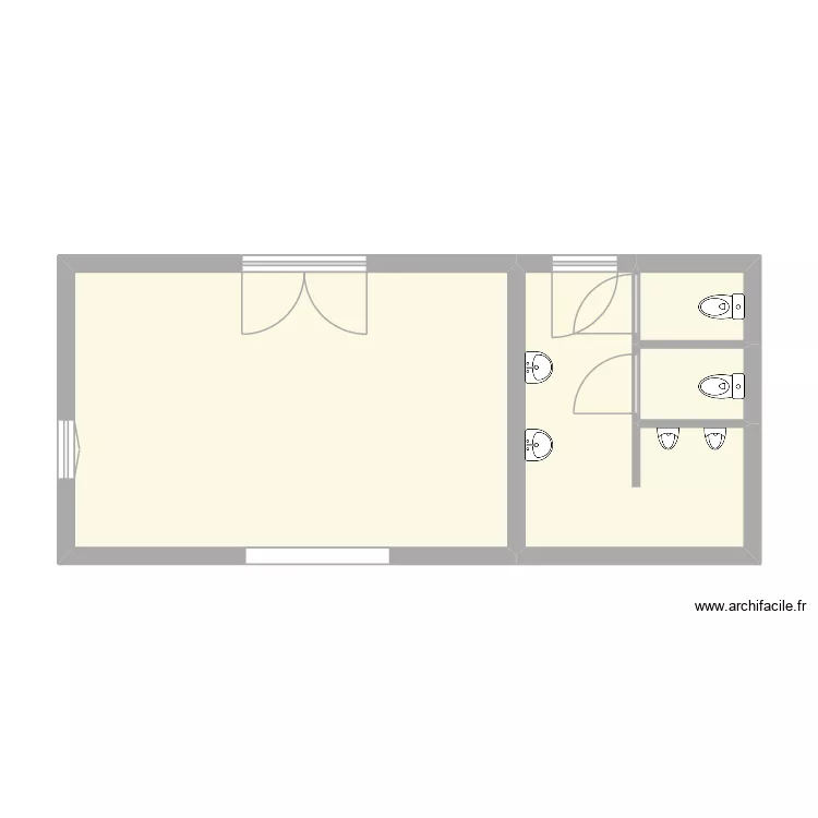 Salle HS avant travaux. Plan de 4  et 41 m²