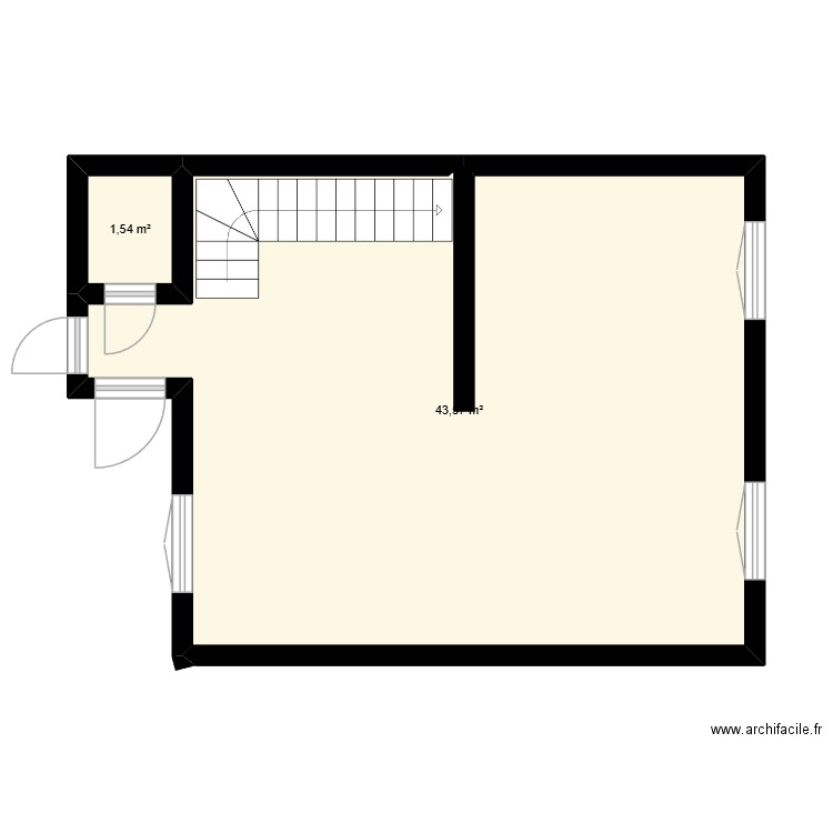 CUISINE. Plan de 2 pièces et 45 m2