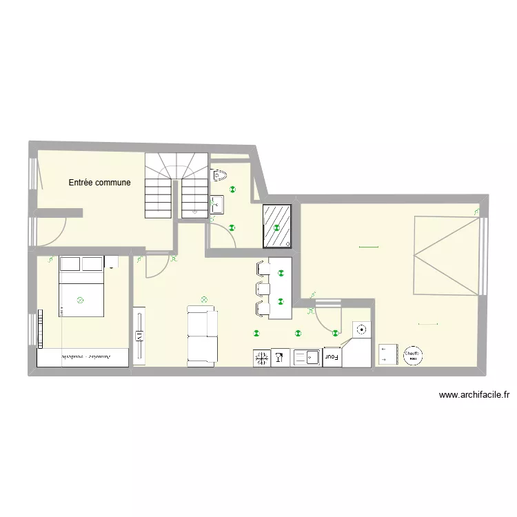 RDC Patou electricite. Plan de 3  et 75 m²