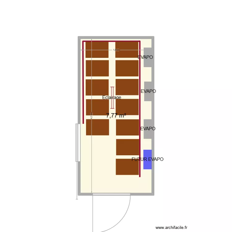 cellule refroidissement. Plan de 1  et 8 m²