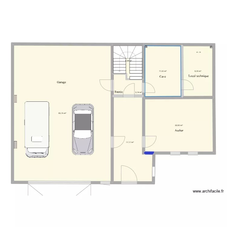 Garage chalet RDC *. Plan de 