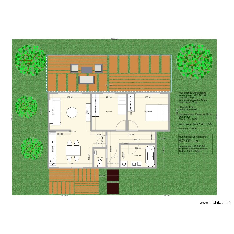 lodge plan definitif. Plan de 6 pièces et 55 m2