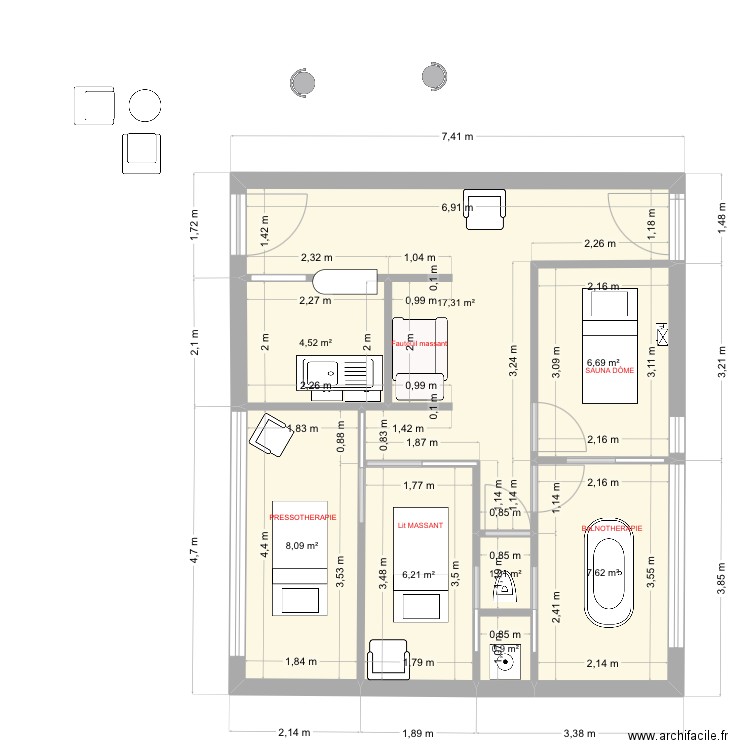 AHAVA 1er étageVMACY. Plan de 8 pièces et 52 m2
