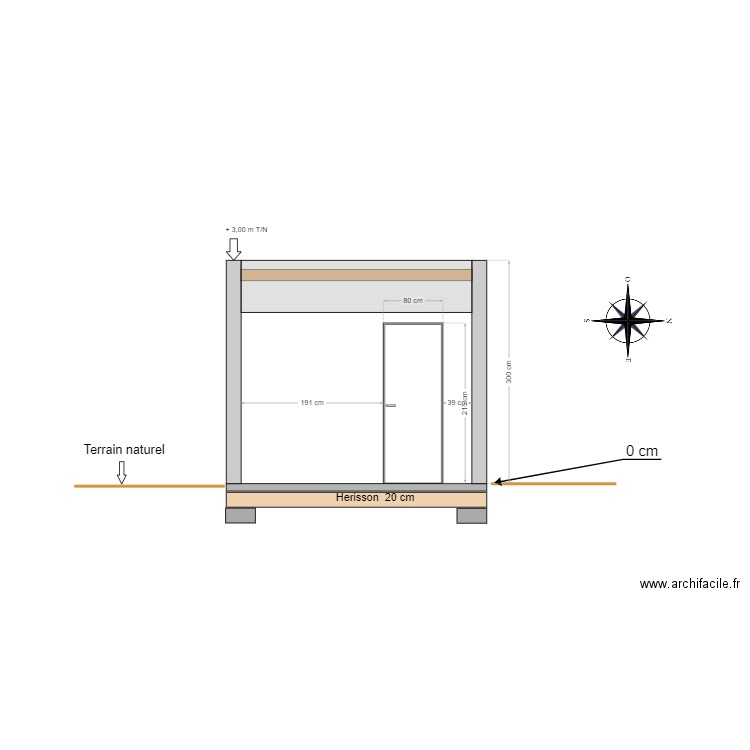 coupe largeur local technique. Plan de 0 pièce et 0 m2