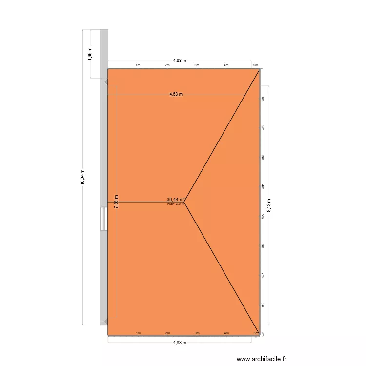 veranda. Plan de 1  et 36 m²