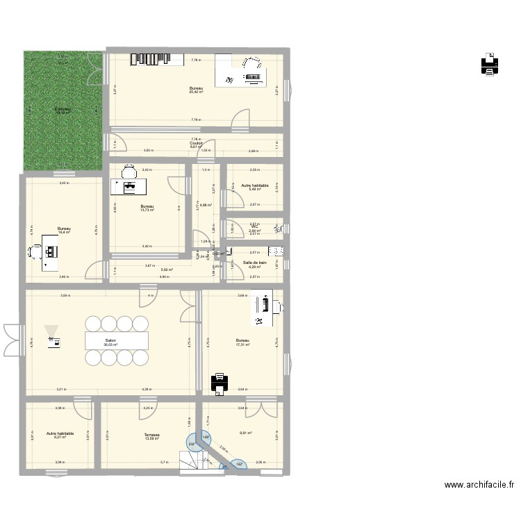 PLAN POULET. Plan de 16 pièces et 193 m2