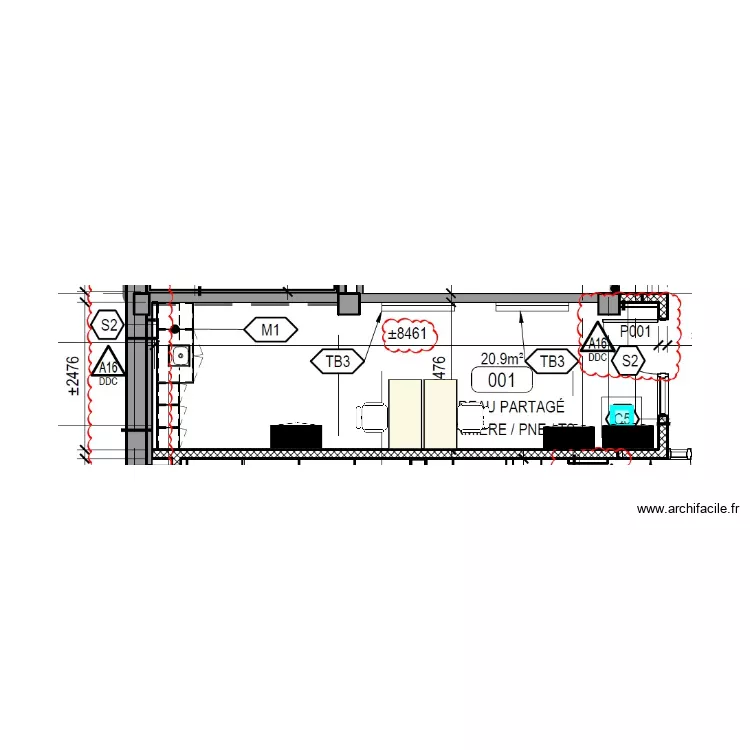 VT_001_Bur_Triple_2x2448_Faceaface. Plan de 