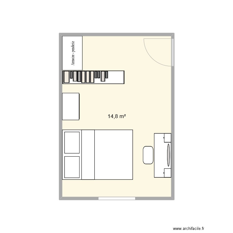 chambre_2. Plan de 1 pièce et 15 m2