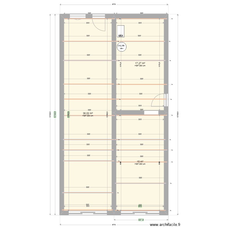 garages. Plan de 3 pièces et 71 m2