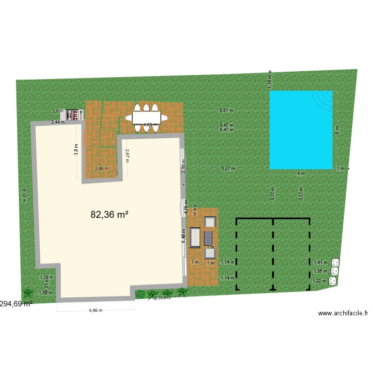 PISCINE 1. Plan de 1 pièce et 82 m2