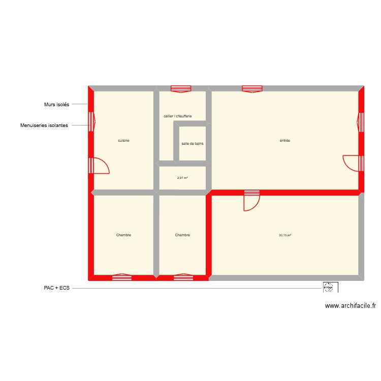 DENYS RDC scénario 3. Plan de 8 pièces et 115 m2