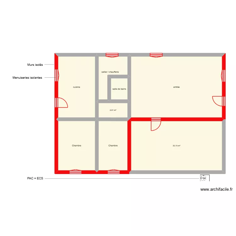 DENYS RDC sc&eacute;nario 3. Plan de 8  et 115 m²