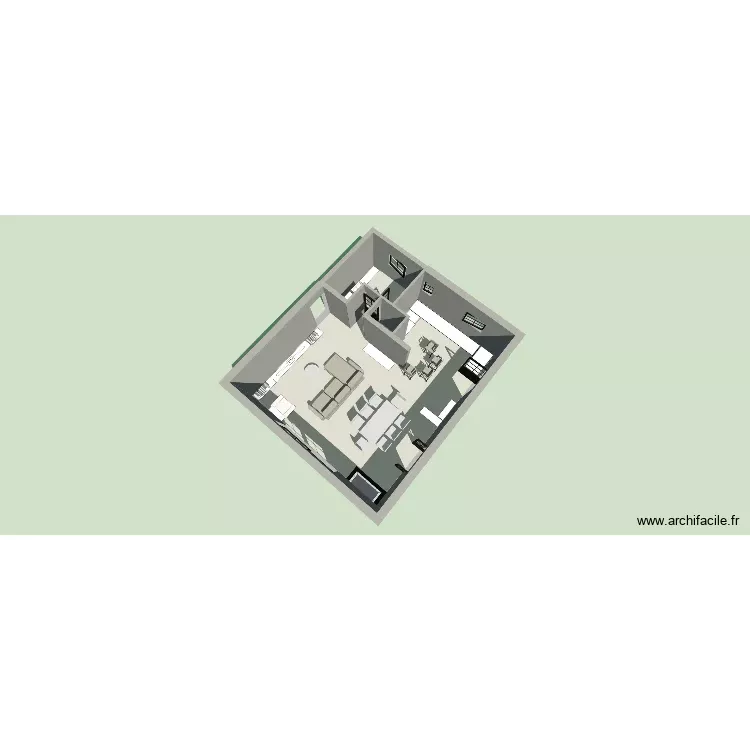 RDC. Plan de 3 Pièces et 61 m² RDC. Plan de 3 Pièces et 61 m²