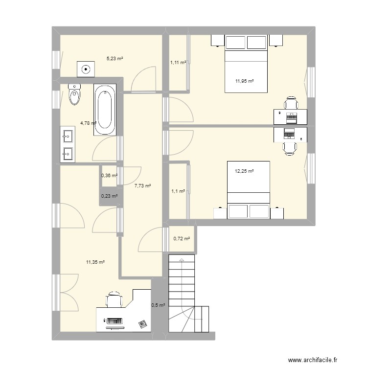 Appartement ANDREU 4eme bis. Plan de 12 pièces et 57 m2
