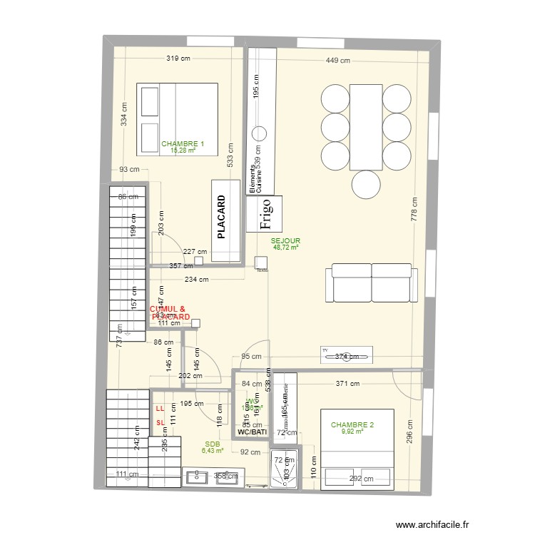 Appartement R+1 V.1. Plan de 0 pièce et 0 m2