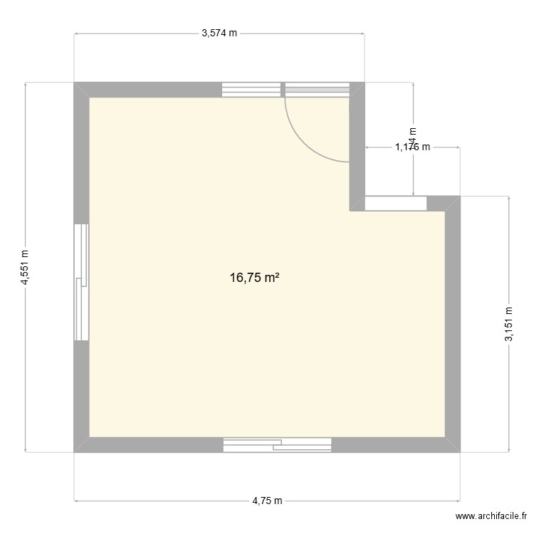 cuisine lalita2. Plan de 1 pièce et 17 m2