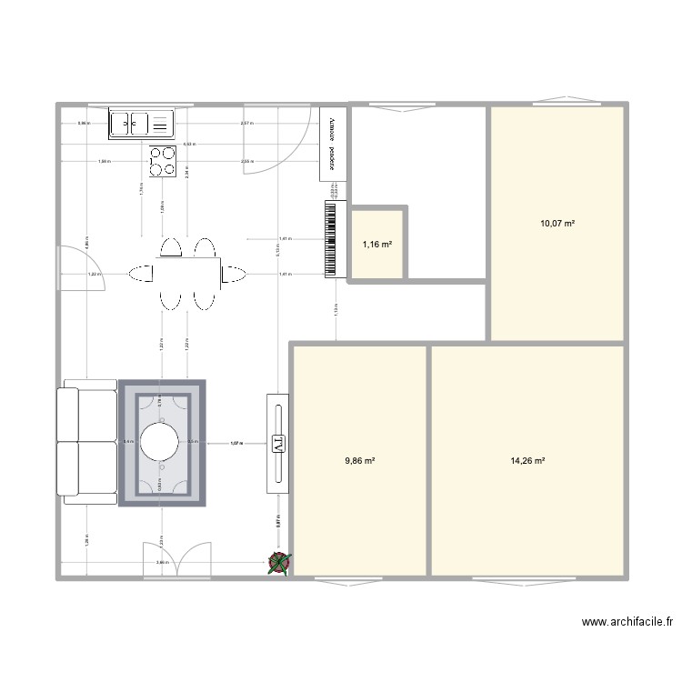 LOUIS ARMAND 2. Plan de 4 pièces et 35 m2