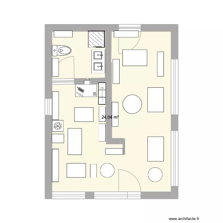 chaine de coeur. Plan de 1  et 24 m²