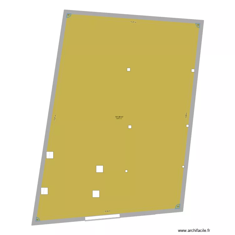 atelier 1 Mnihla. Plan de 1  et 198 m²