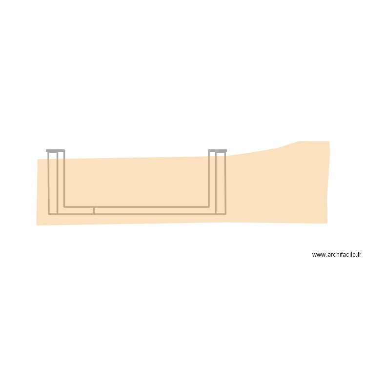 PLAN COUPE PISCINE VUE DU BAS. Plan de 2 pièces et 1 m2