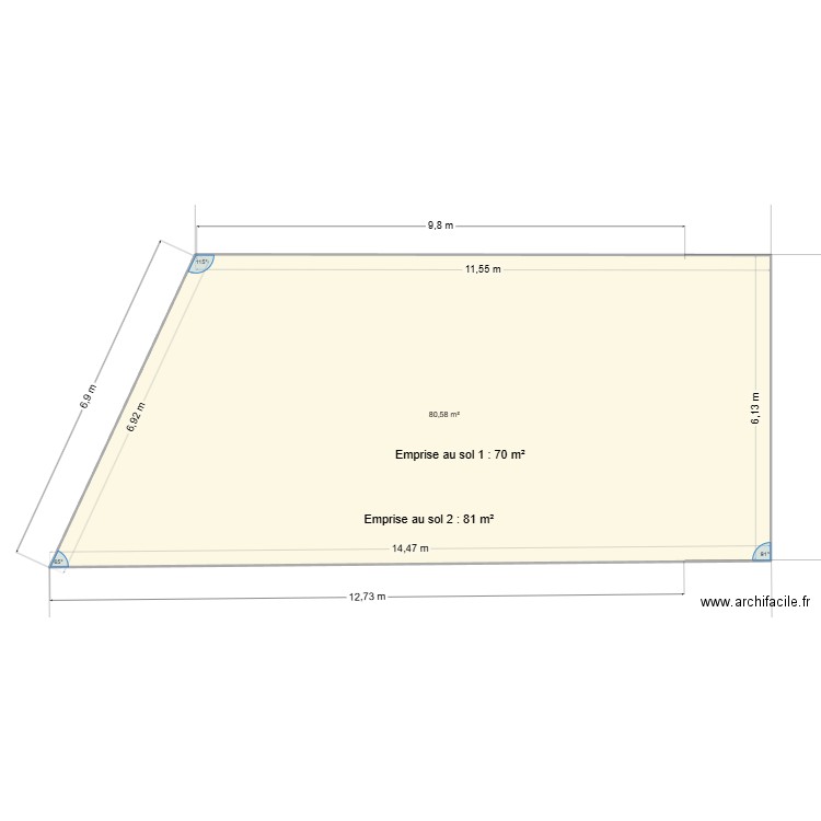 Cotations base reportée à 80 m²- 23.04.2025. Plan de 3 pièces et 187 m2