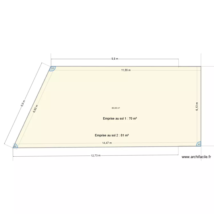 Cotations base reportée à 80 m²- 23.04.2025. Plan de Cotations base reportée à 80 m²- 23.04.2025. Plan de