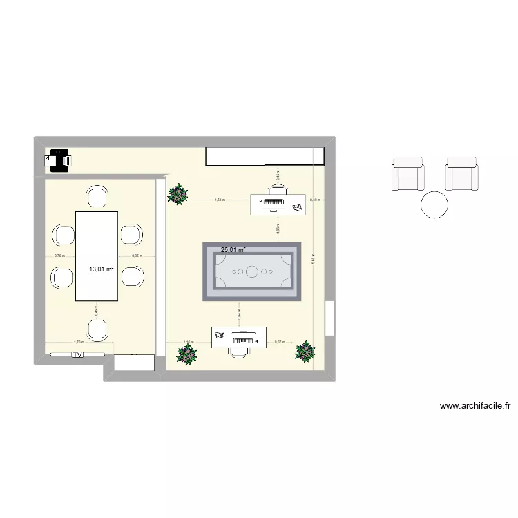 plan 1. Plan de 2  et 38 m²