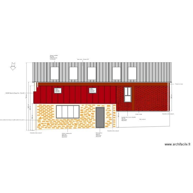 PC5 - facade coté cour - apres. Plan de 0 pièce et 0 m2