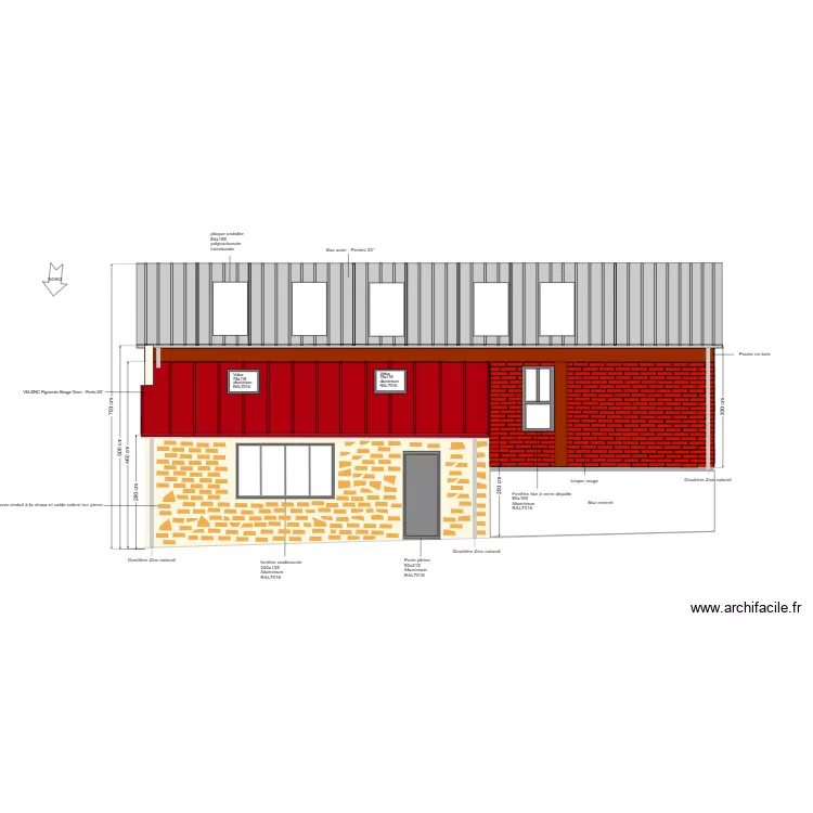 PC5 - facade cot&eacute; cour - apres. Plan de 