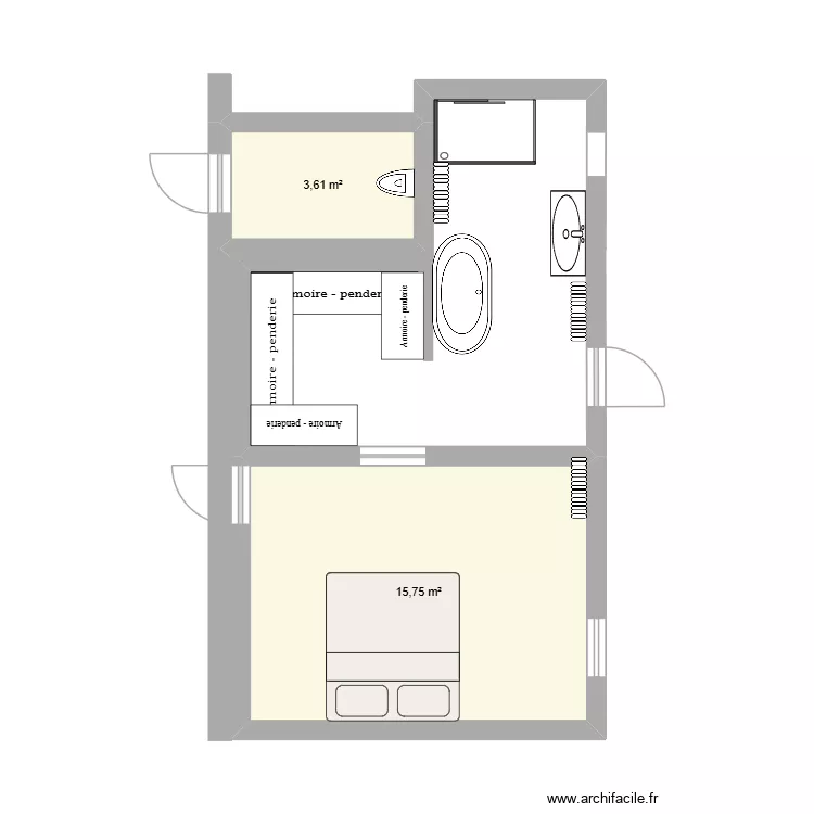 sdb. Plan de 2 et 19 m² sdb. Plan de 2 et 19 m²