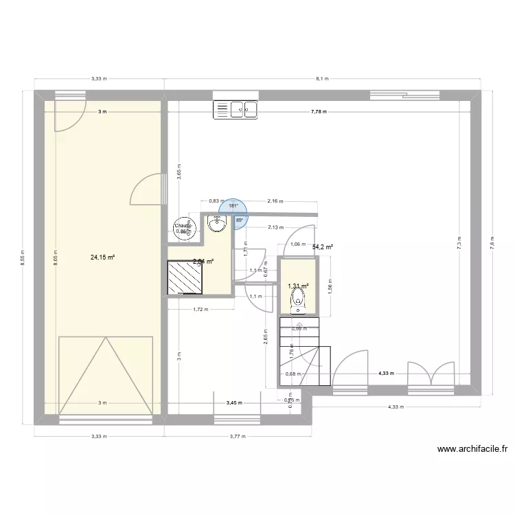 maison. Plan de 4 pièces et 82 m²