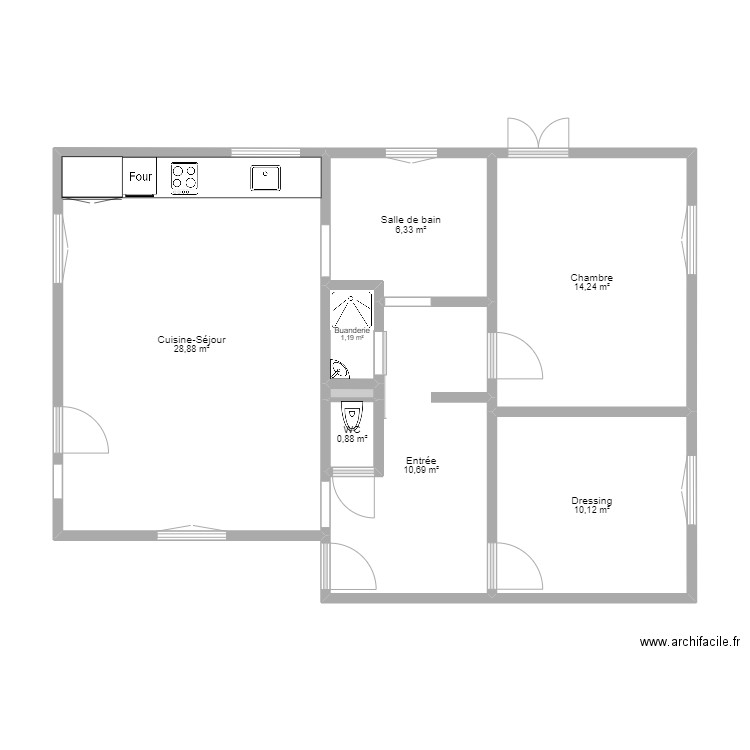Aléo. Plan de 8 pièces et 72 m2