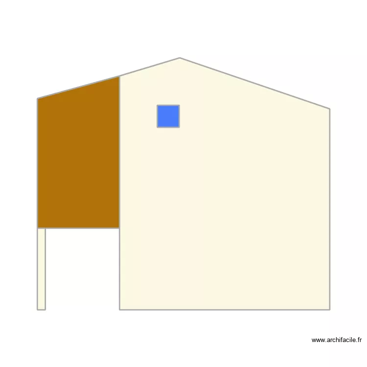 facade portail. Plan de 4 pièces et 44 m²