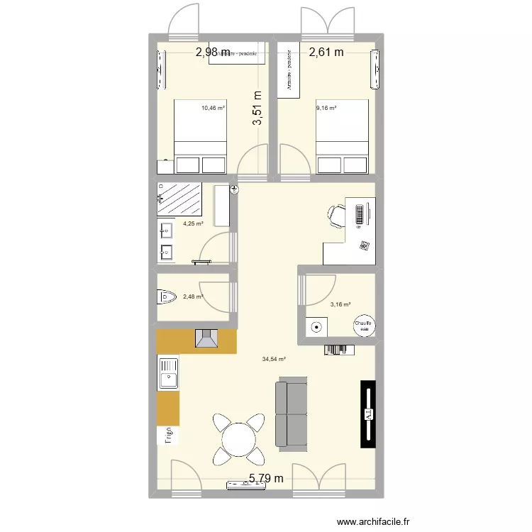appart 78m2 st christol 2. Plan de 6  et 64 m²