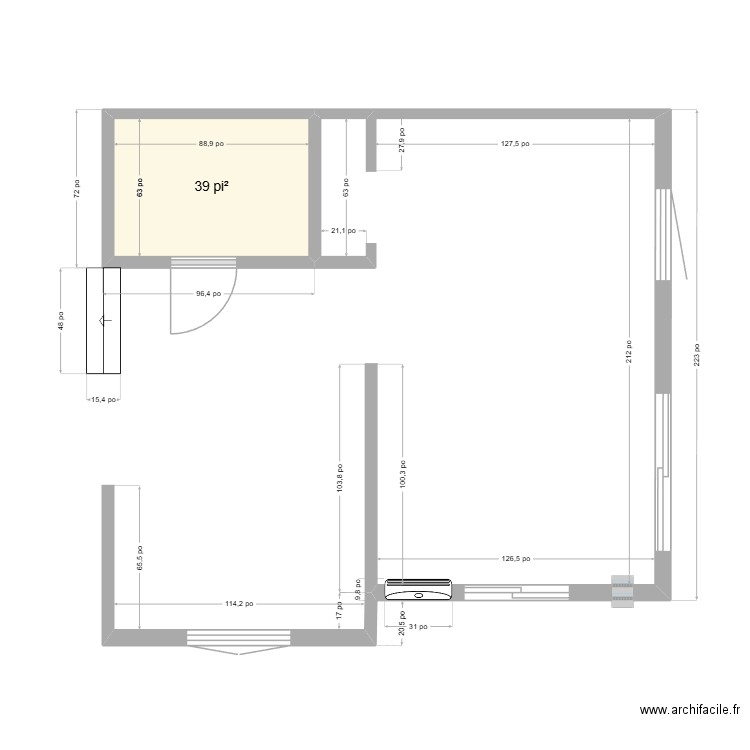 maison vide. Plan de 1 pièce et 4 m2