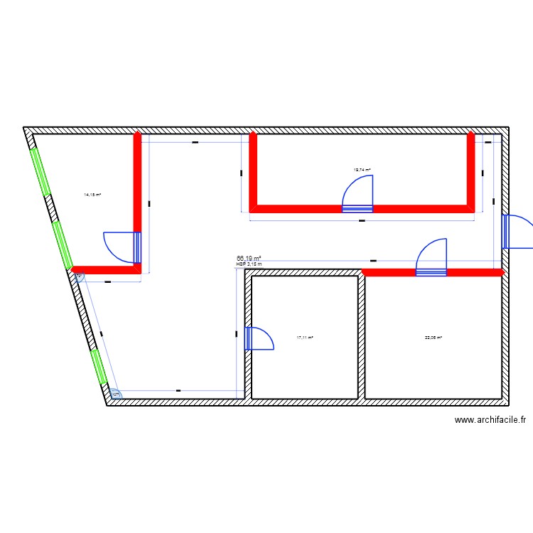 malik. Plan de 5 pièces et 139 m2
