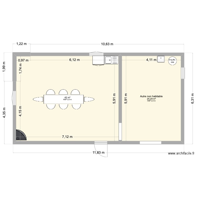 saint hubert. Plan de 2 pièces et 66 m2