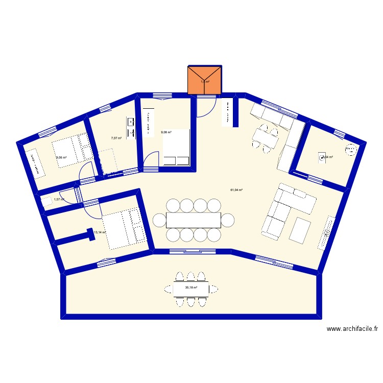 MAISON 105m2. Plan de 9 pièces et 144 m2