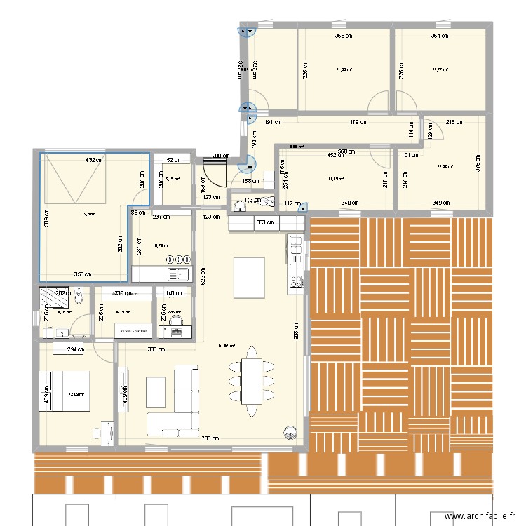maison Cindyoran. Plan de 15 pièces et 165 m2