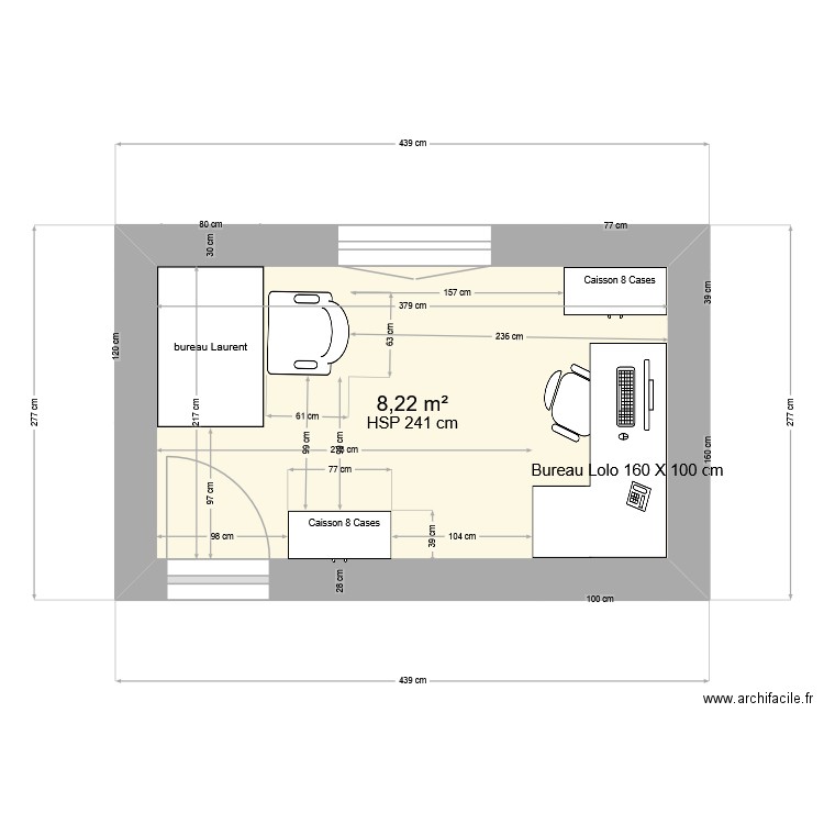 croix. Plan de 1 pièce et 8 m2