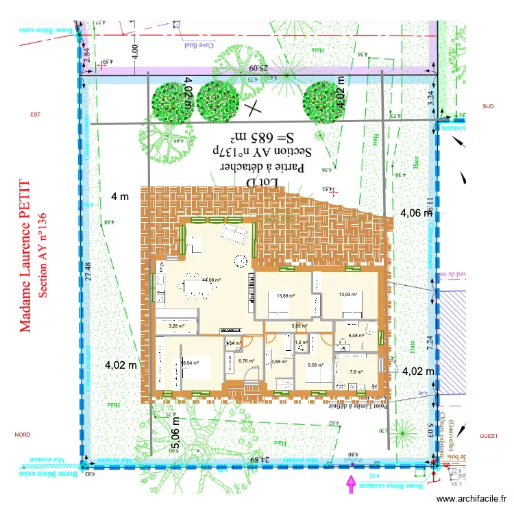 Plan Ar&egrave;s Version coll&eacute;e v2. Plan de 13  et 137 m²