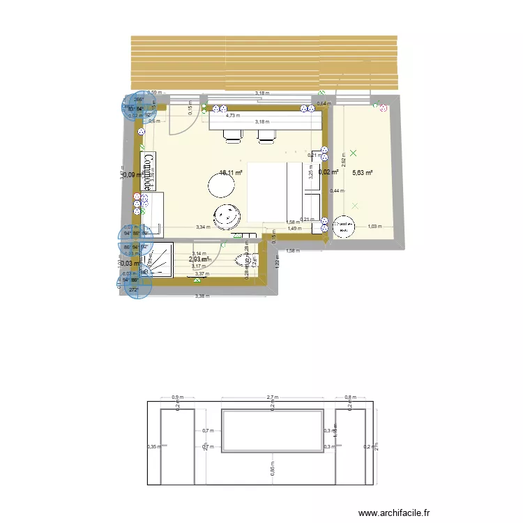 Atelier St Aubin v2. Plan de 8  et 54 m²