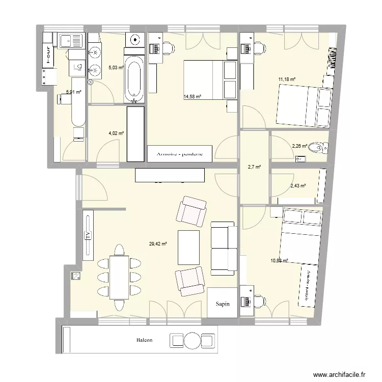 Appartement manou. Plan de 