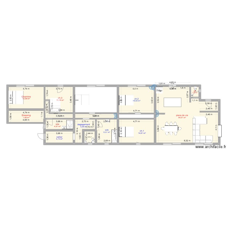 formont extension v2. Plan de 14 pièces et 157 m2